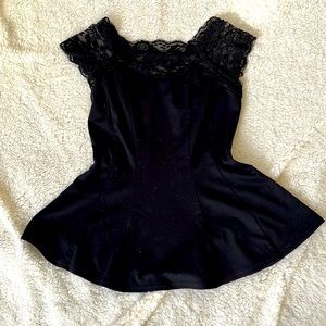 Black peplum top with lace top